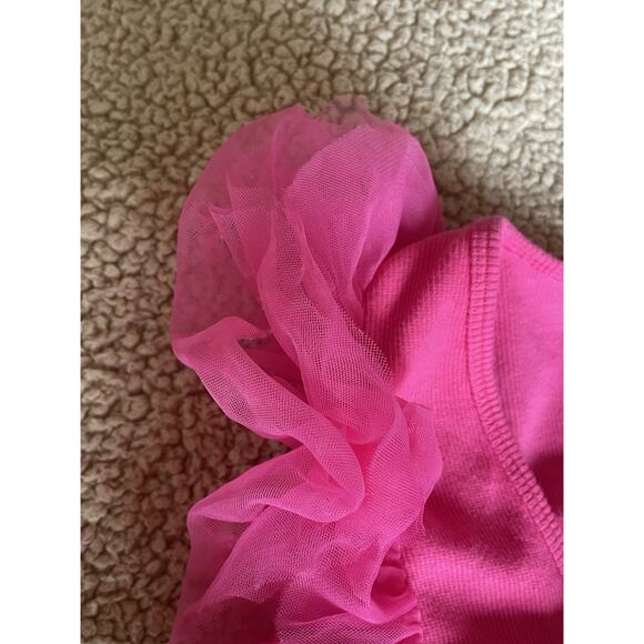 DOLAN Left Coast Pink Ruffle Sleeve Tank Top S Barbiecore Y2K Cottagecore Fairy - Picture 4 of 7